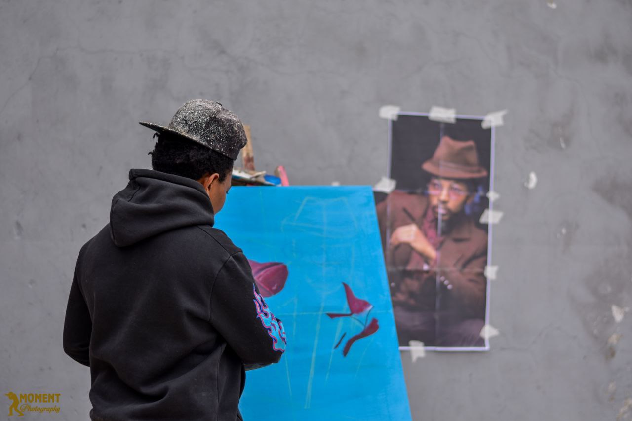 Artist developing a portrait painting